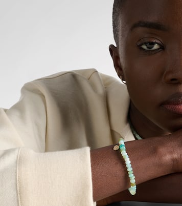 Armband Tiny Monstera Leaf aus Opal mit 14kt Gelbgold (585/1000) und Diamanten | Sydney Evan