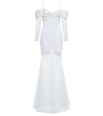 Robe longue en satin et dentelle | Rasario