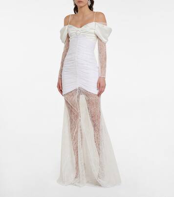 Robe longue en satin et dentelle | Rasario