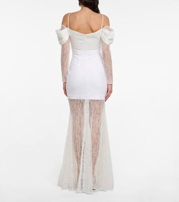 Robe longue en satin et dentelle | Rasario