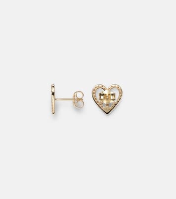 Peace Heart 14kt gold earrings with diamonds | Sydney Evan