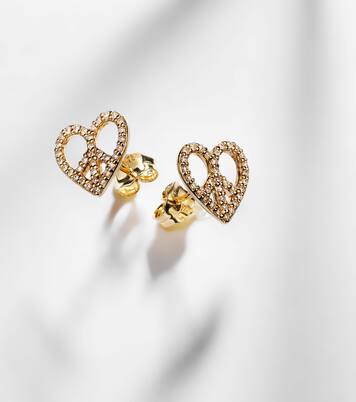 Peace Heart 14kt gold earrings with diamonds | Sydney Evan