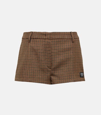Houndstooth virgin wool shorts | Prada