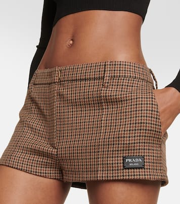 Houndstooth virgin wool shorts | Prada
