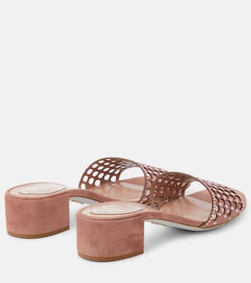 Verzierte Pantoletten aus Veloursleder | Rene Caovilla