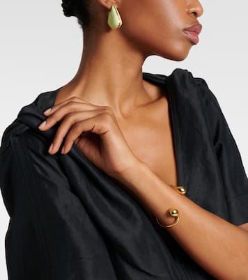 Ohrringe Fin Small aus Sterlingsilber, 18kt vergoldet, und Emaille | Bottega Veneta