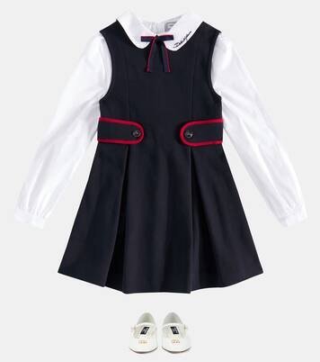 Robe en coton mélangé à logo | Dolce&Gabbana Kids