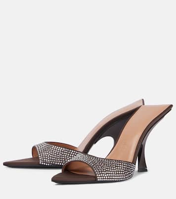 Pantoletten Ester 105 aus Satin mit Kristallen | The Attico