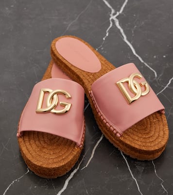 DG leather espadrille slides | Dolce&Gabbana