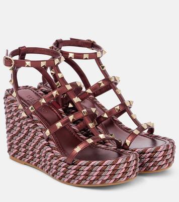 Alpargatas con cuña Rockstud 95 de piel | Valentino Garavani