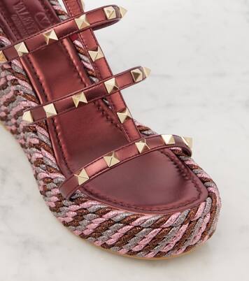 Alpargatas con cuña Rockstud 95 de piel | Valentino Garavani