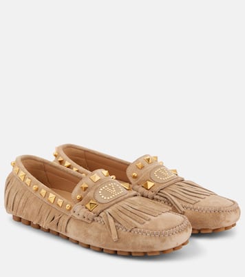 Plaster Caster VLogo suede driving shoes | Valentino Garavani