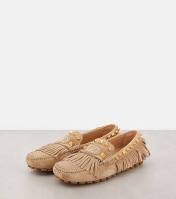 Plaster Caster VLogo suede driving shoes | Valentino Garavani