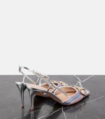 Slingback-Pumps VLogo Signature 80 aus Metallic-Leder | Valentino Garavani
