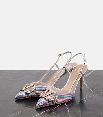 Slingback-Pumps VLogo Signature 80 aus Metallic-Leder | Valentino Garavani