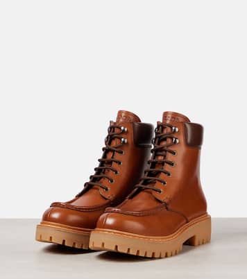 Schnürstiefel aus Leder | Prada