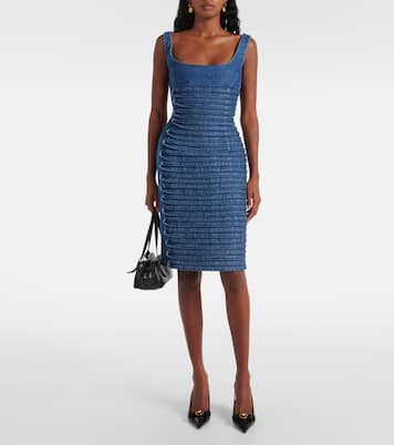 Appliqué denim midi dress | Versace