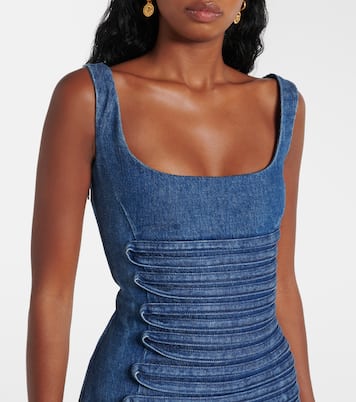 Appliqué denim midi dress | Versace