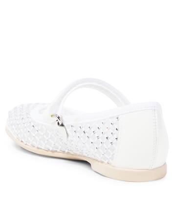 Embellished mesh Mary Jane flats | Monnalisa