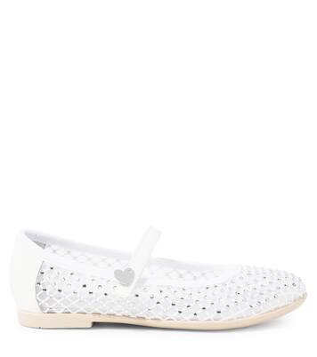 Embellished mesh Mary Jane flats | Monnalisa