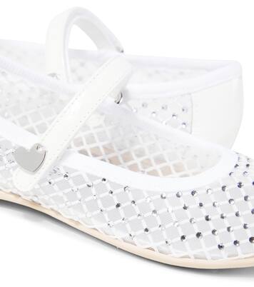 Embellished mesh Mary Jane flats | Monnalisa