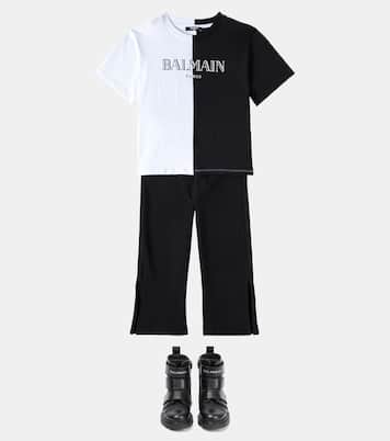 Colorblocked cotton jersey T-shirt | Balmain Kids