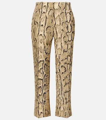 Snake-print mid-rise flared jacquard pants | Dries Van Noten