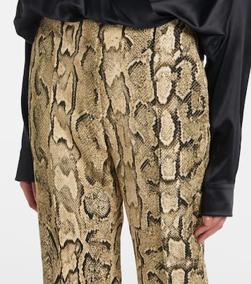 Snake-print mid-rise flared jacquard pants | Dries Van Noten