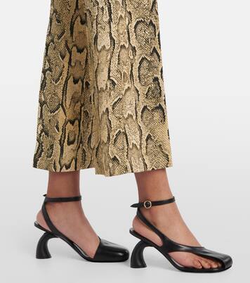 Snake-print mid-rise flared jacquard pants | Dries Van Noten
