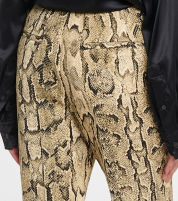 Snake-print mid-rise flared jacquard pants | Dries Van Noten