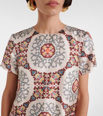 Swing printed silk satin minidress | La DoubleJ