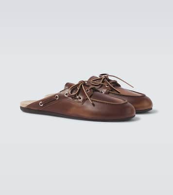 Mules de piel con logo | Miu Miu