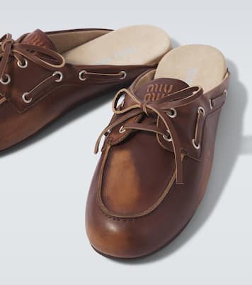 Mules de piel con logo | Miu Miu