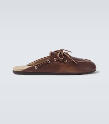 Mules de piel con logo | Miu Miu