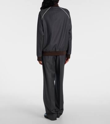 Giacca blouson in lana vergine gessata | Miu Miu