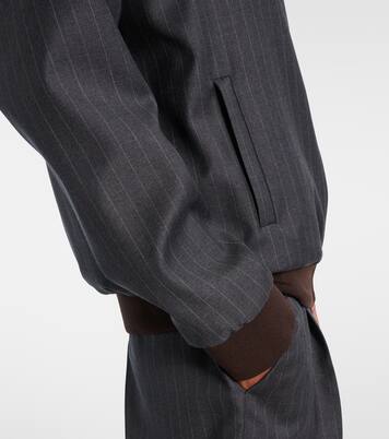 Giacca blouson in lana vergine gessata | Miu Miu