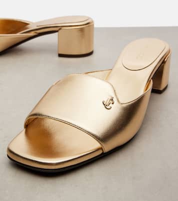 Pantoletten Dina 45 aus Metallic-Leder | Jimmy Choo