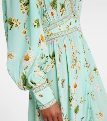 Robe longue Floral Freefall en soie à ornements | Camilla