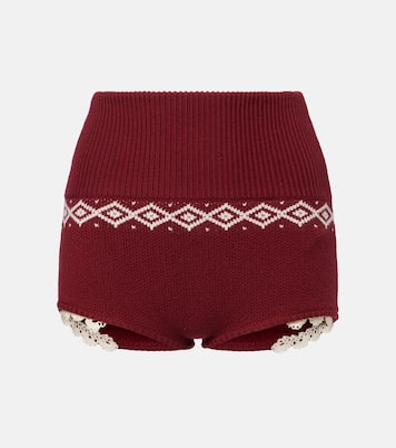 Lace-trimmed wool jacquard shorts | Magda Butrym