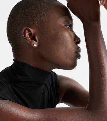 أقراط للأذن من الذهب الأبيض 18 قيراط والمينا والألماس Heartbeats | Kamyen