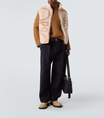 Mid-rise cotton twill wide-leg pants | Loewe