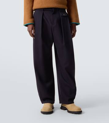 Mid-rise cotton twill wide-leg pants | Loewe