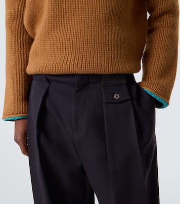 Mid-rise cotton twill wide-leg pants | Loewe