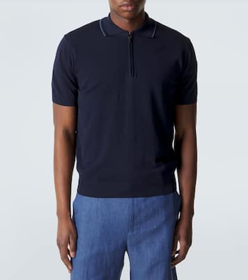 Cotton zip-up polo shirt | Canali