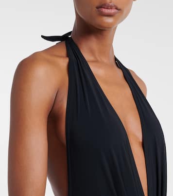 Solid embellished swimsuit | Karla Colletto