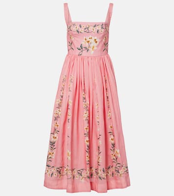 Mielero Promesa floral linen midi dress | Agua by Agua Bendita