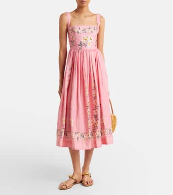 Mielero Promesa floral linen midi dress | Agua by Agua Bendita