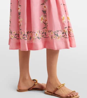 Mielero Promesa floral linen midi dress | Agua by Agua Bendita