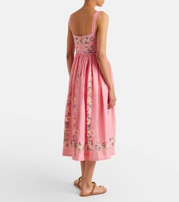 Mielero Promesa floral linen midi dress | Agua by Agua Bendita