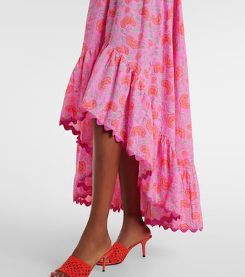 Vestido midi asimétrico de algodón floral | Juliet Dunn